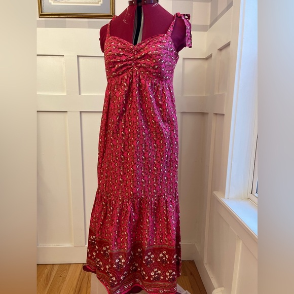 C & C California Cotton Floral Pink Maxi Dress Size Small - Picture 6 of 12